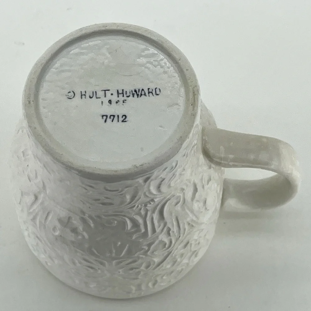 Vintage Holt Howard 1965 Mugs Set of 3 White Green Coffee Tea Filagree Ornate - Picture 8 of 11